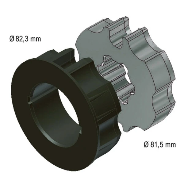 WTS - Adapterset Rundwelle mit Nut AM2-A85R für Rohrantriebe AM2 und AE2 Serie