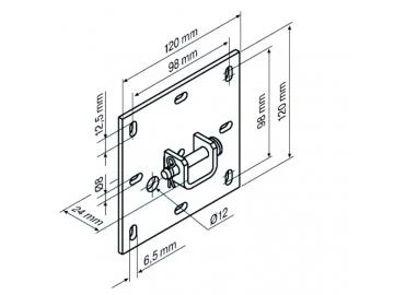 Plattenlager-L B120 3/25 für Steckzapfen 3/25 für Rundzapfen Durchmesser 25mm