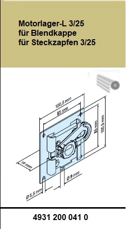 Motorlager-L 3/25 für Blendkappe für Steckzapfen 3/25  - für Rundzapfen Durchmesser 25mm