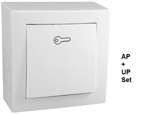 WTS - Einfach-Taster mit Flächenwippe (Impuls) AP/UP mit Rahmen Serie Lenora