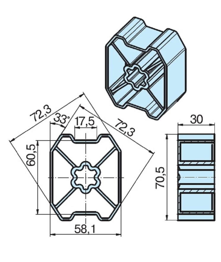 Adapter-Set  B85 für Sechskantwelle für Rohrmotore Becker Baureihe L