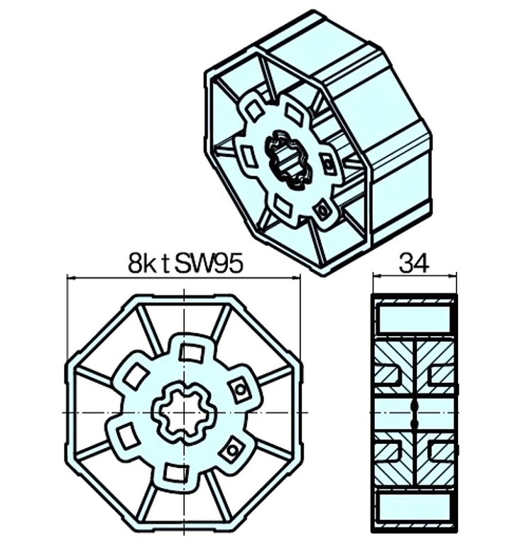 Adapterset für Achtkatwelle SW102 ,für Rohrmotoren Becker Baureihe L Serie