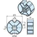 Adapterset für Nutwelle DW78N 4mm Mittelversatz , für Rohrmotore Becker Baureihe L