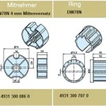 Adapterset für Nutwelle DW78N 4mm Mittelversatz , für Rohrmotore Becker Baureihe L