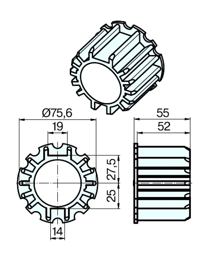 Adapterset für Nutwelle DW78R+F für Rohrmotoren Becker Baureihe R Serie