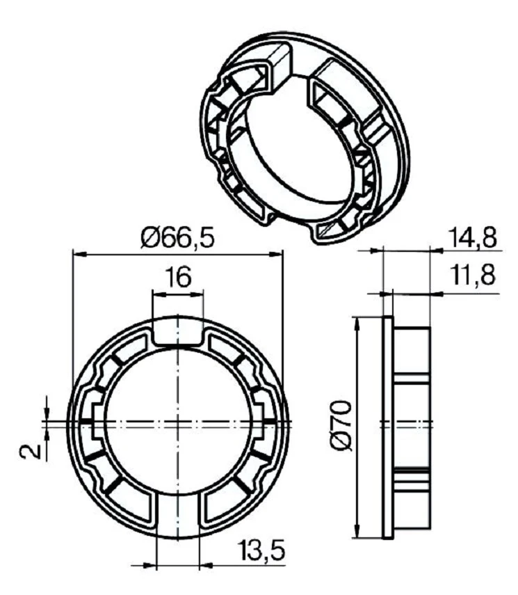 Adapterset für Nutwelle O- Forjas 70,für Rohrmotoren Becker Baureihe R mit Hinderniserkennung