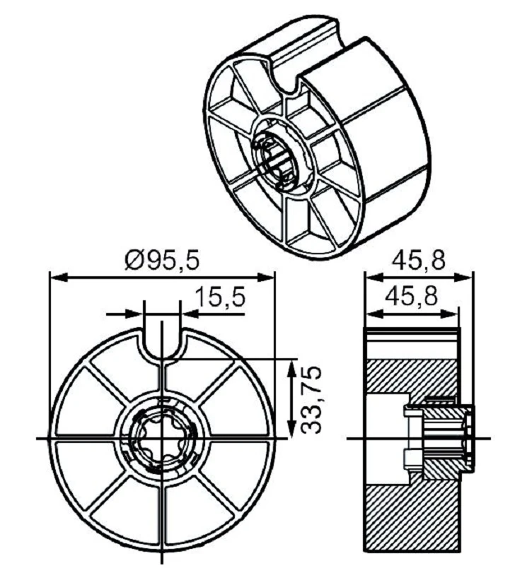 Adapterset für Nutwelle O-D100 für Rohrmotoren Becker Baureihe R mit Hinderniserkennung