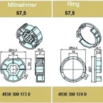 Adapterset für Nutwelle 57,5 für Rohrmotoren Becker Baureihe P und R Serie