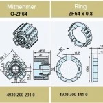 Adapterset für Profilwelle O-ZF64,für Becker Rohrmotoren  Baureihe P und R Serie mit Hinderniserkennung