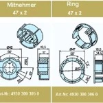 Adapterset für Profilwelle ZF47x2 für Rohrmotoren Becker Baureihe P Serie