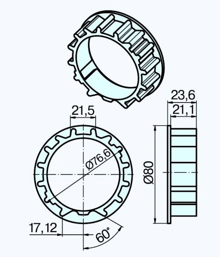 Adapterset für Profilwelle ZF80x1,2 für Rohrmotoren Becker Baureihe R und  L Serie  