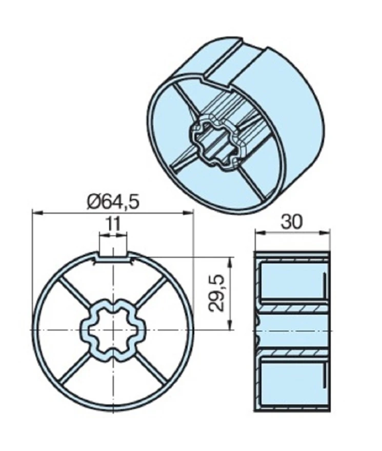 Adapterset für Rundrohr 70 x 2 , für Rohrmotoren Becker Baureihe L Serie