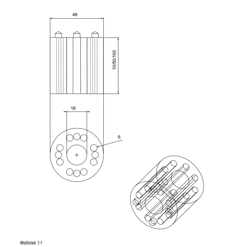 Distanzrohr Kunststoff 10 mm, 50mm und in 100mm in grau