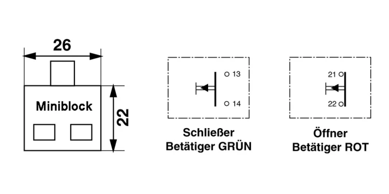 Schalteinsatz, Micro-Taster, (1 Schließer), 600.MS01.00, für Schlüsselschalter MS/MSR/MR und Drucktaster KDT/RDT/J/S